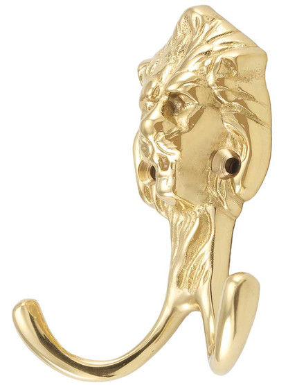 Solid Brass Lion-Head Coat Hook